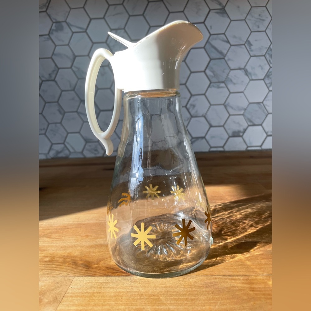 Vintage Log Cabin Syrup Bottle with Gold Starburst Design
